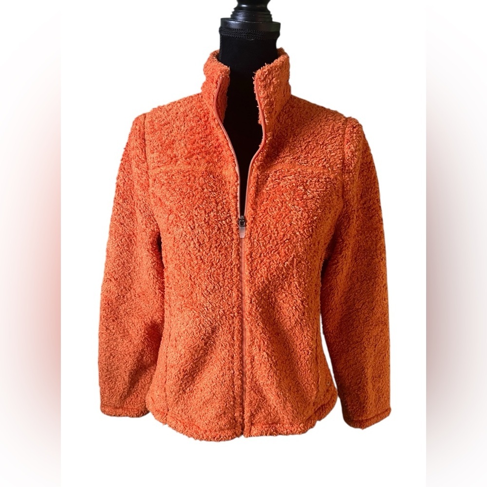 L.L.Bean Polartec teddy curly fleece jacket Orange Full Zip Women’s Medium